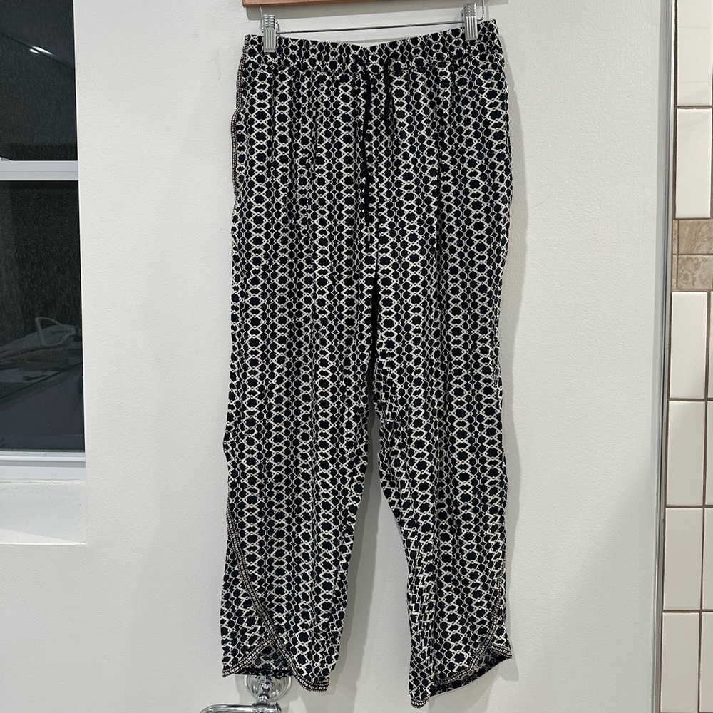 Anthropologie Black and White Patterned Joggers